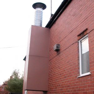 Duct cladding camouflaged to blend