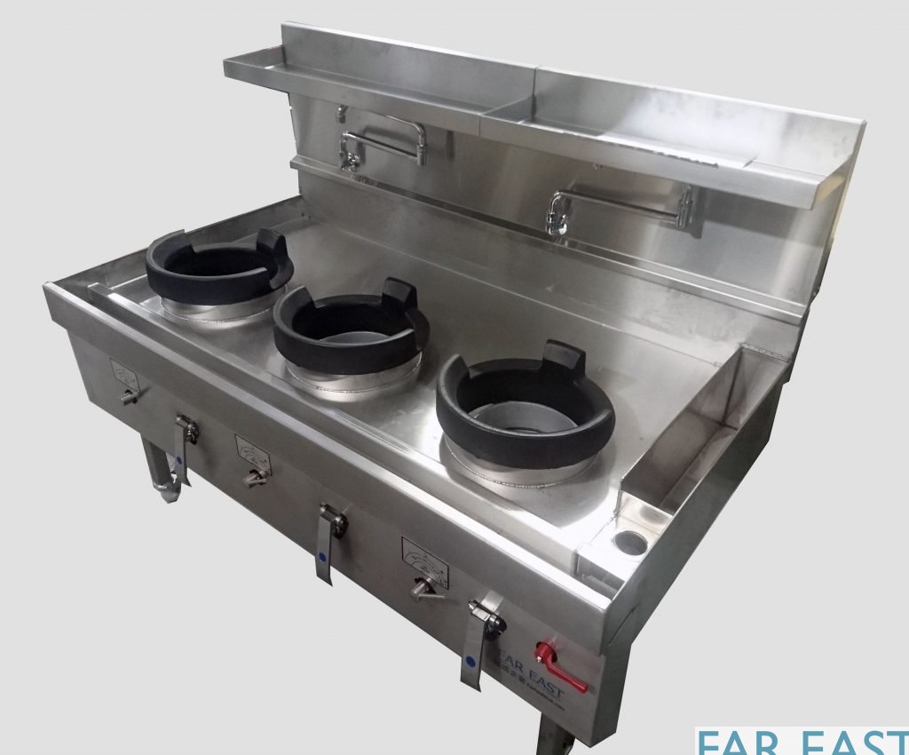CEFT30R special size wok cooker with knee taps, additional spouts, cast iron rings